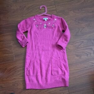 Cherokee Pink Knit Dress with Floral Details